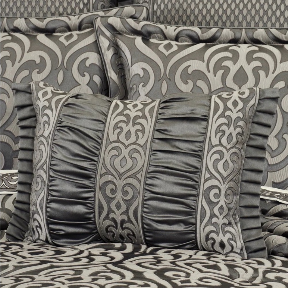 J. Queen New York Bolero Silver Boudoir Decorative Throw Pillow NEW